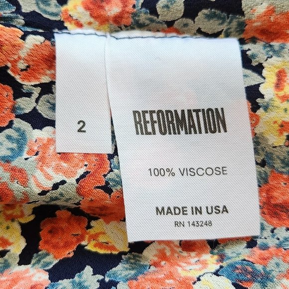 Reformation ditsy floral/moody floral viscose mini a-line skirt made in USA Sz 2 - Picture 8 of 8